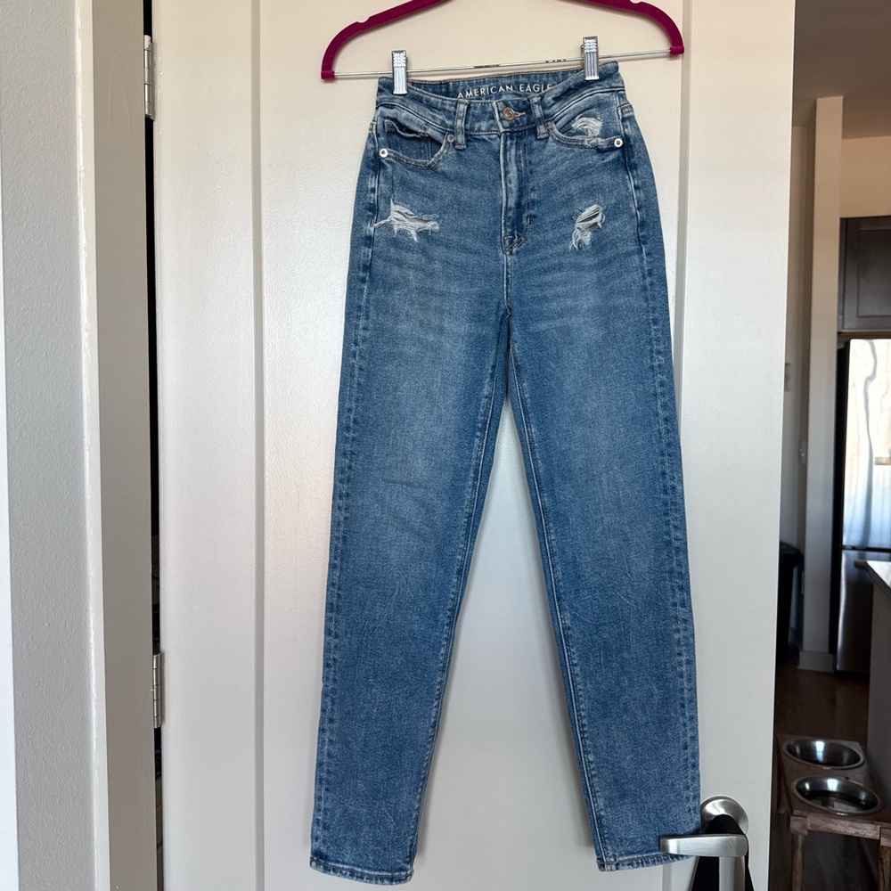 American Eagle Outfitters High-Rise Distressed Jeans, Size 000 Regular